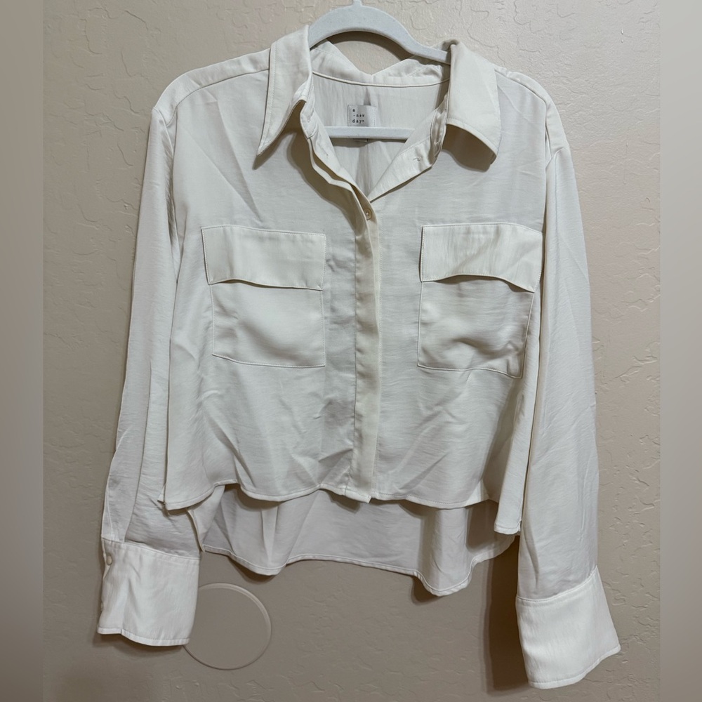 Cream cropped blouse